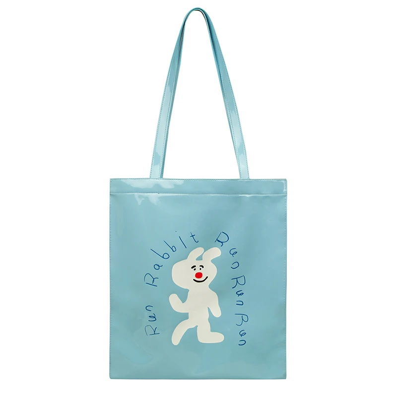 

2019 New Original Funny Illustration PU Leather Shoulder Bag Large-capacity Shopping Bag Reusable Women's Fashion Luxury Handbag
