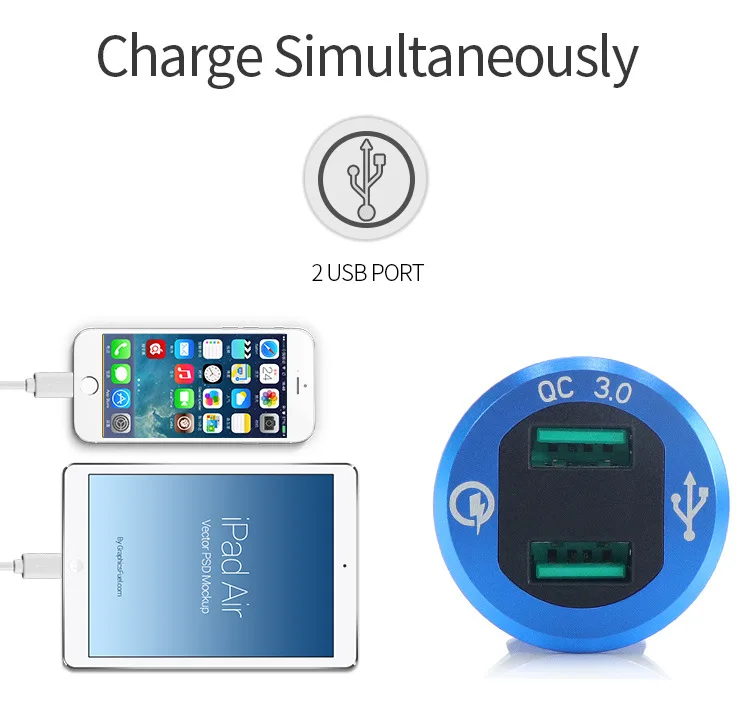 QC3.0 автомобильный мотоцикл Usb Автомобильное зарядное устройство измеритель напряжения вольтметр быстрое зарядное устройство для смартфонов мобильный телефон автомобильная зарядка