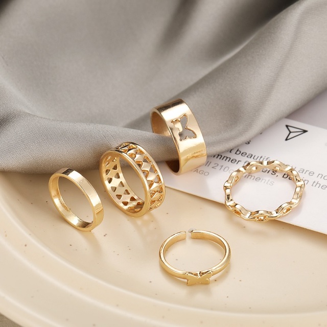 Personalized Finger Heart Ring Set for Women Gold Color 3PCS 2021 New Trendy Gift for Women Fashionable