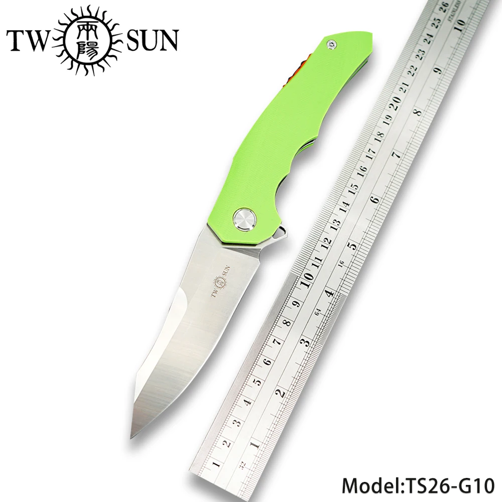 

TWOSUN D2 blade folding Pocket Knife tactical Knife hunting knives Outdoor camping tool EDC ball bearings fast open G10 TS26