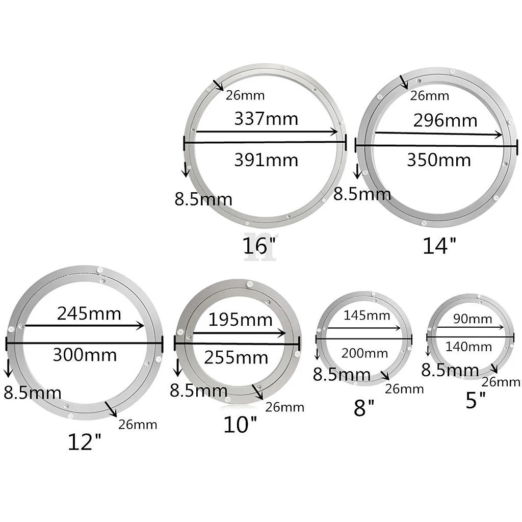 Bearing Swivel Plate Silver White Dining Table Base Rotating Aluminium Turntables