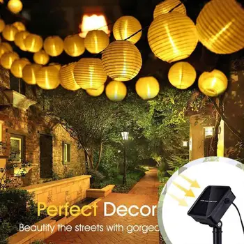 

Solar Lantern String Lights, 10LED/ 20LED/ 30LED Waterproof Solar Garden Lantern Solar LED String Lights Fairy Light with Fabric