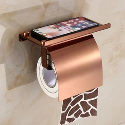 Toilet Paper Holder with Shelf, Stainless Steel Tissue Holder, Drilling Toilet Paper Roll Holder, Silver, Gold, Black, Rose Gold
