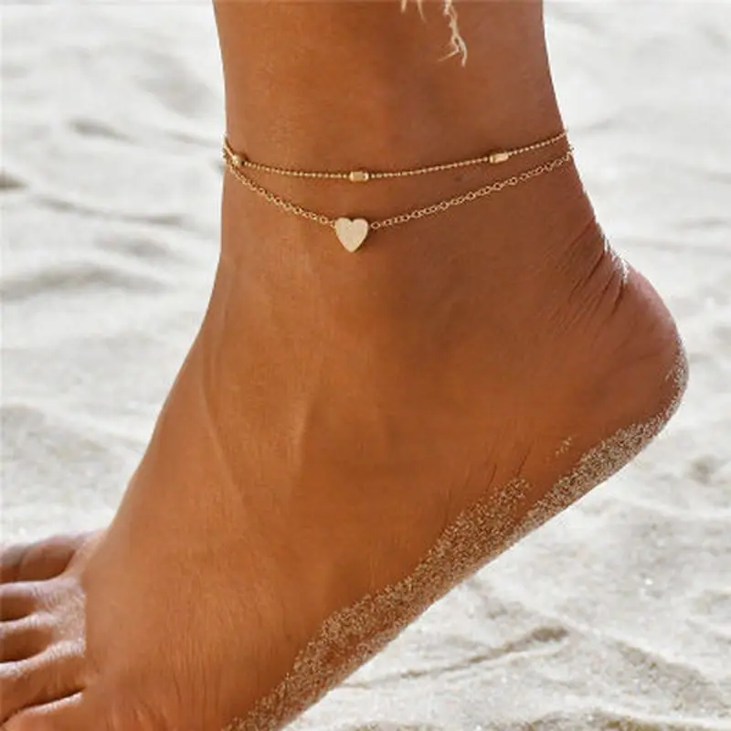 

Fashion Heart Female Anklets Foot Jewelry Bohemian Anklets On Foot Summer Bracelet For Women Leg Chain Gifts