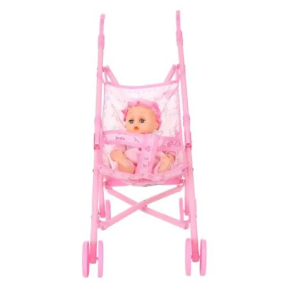 Горячая Милая детская розовая кукла коляска детская мебель игрушки детская коляска складная с куклой для 12 дюймов кукла мини коляска игрушки подарок