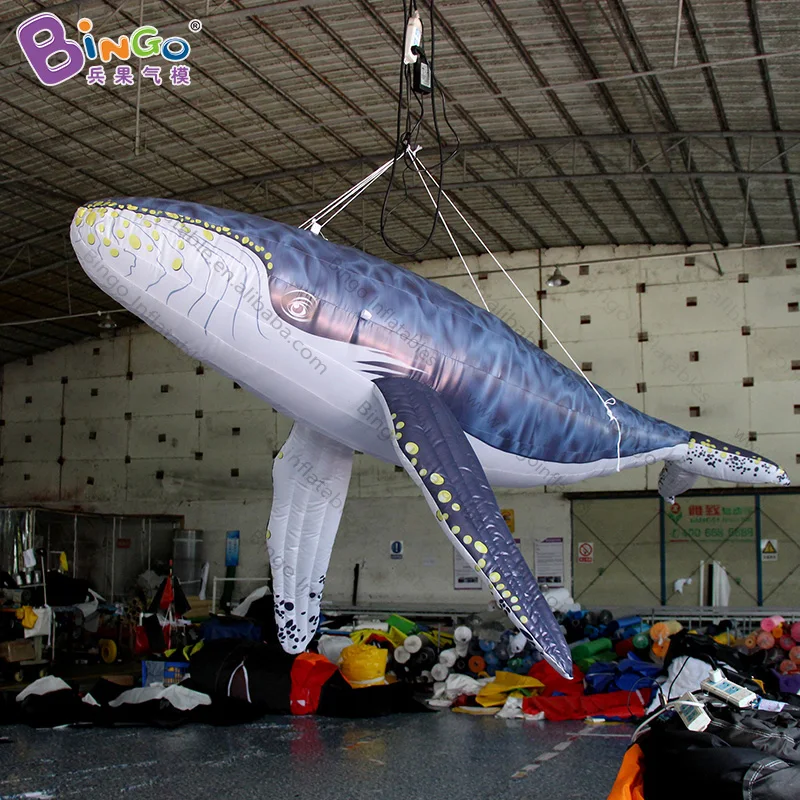HIGHLY RECOMMENDED 3m length inflatable suspended humpback whale air filled custom tailor ocean theme hanging item decoration