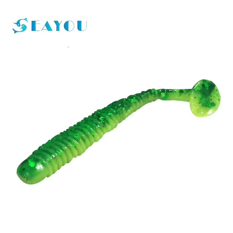 

New SL012 On Sale 60mm 0.8g Carp Fishing Lure 6pcs/bag Soft Grub Paddle Tail Pesca Artificial Worm Rubber Baits
