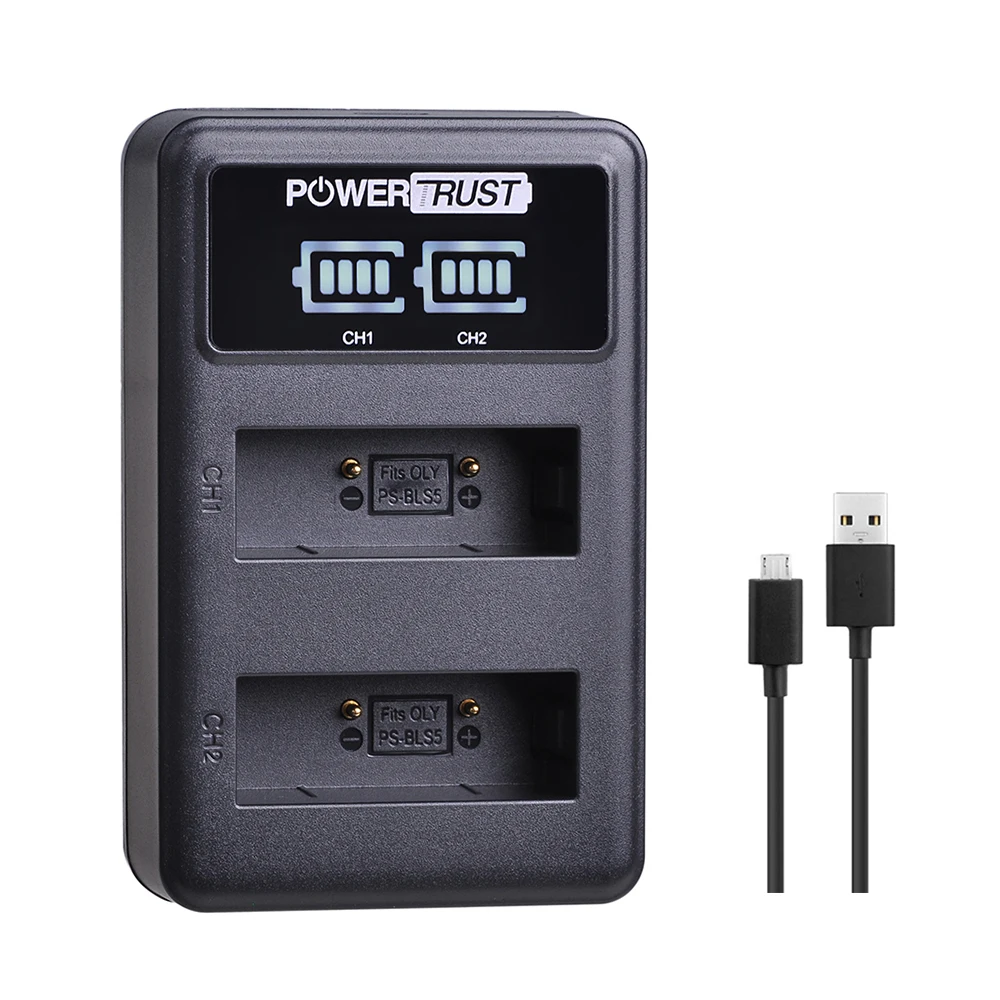 

PS-BLS5 BLS5 BLS-50 BLS50 LED USB Dual Battery charger for Olympus PEN E-PL2,E-PL5,E-PL6,E-PL7,E-PM2, OM-D E-M10, E-M10 II