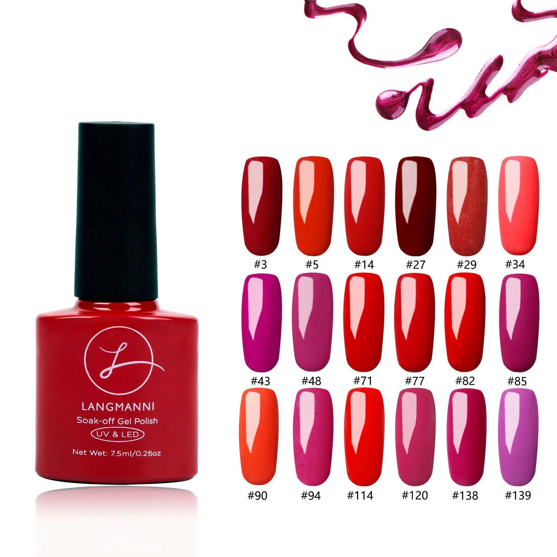 

Nusx Gel Nail Polish Pure Color Semi Permanent Base Top Need UV LED Lamp Varnish Paint Hybrid 7.5ml Nail Gel Polish GE023