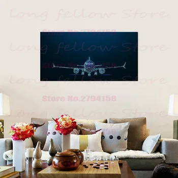 

Abstract Artwork Airplane Wall Art Canvas Painting Print Blue Posters and Prints Pictures for Living Room Office Wall Decor