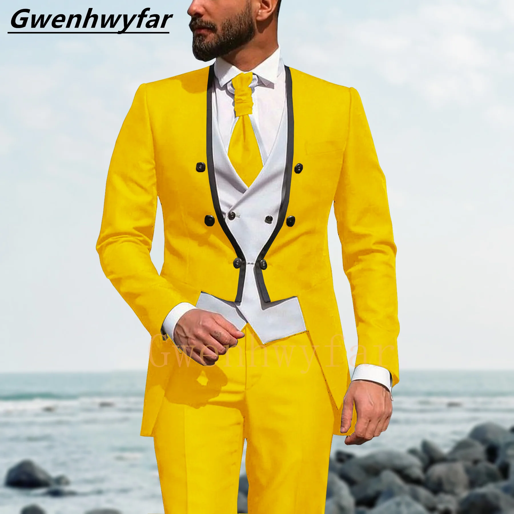 Mens Royal Blue Suit: Jacket, Yellow Pant, Vest, Slim Fit, Wedding, Party,  Groom, Prom, Blazer, Terno Masculino From Baldwing, $105.11 | DHgate.Com