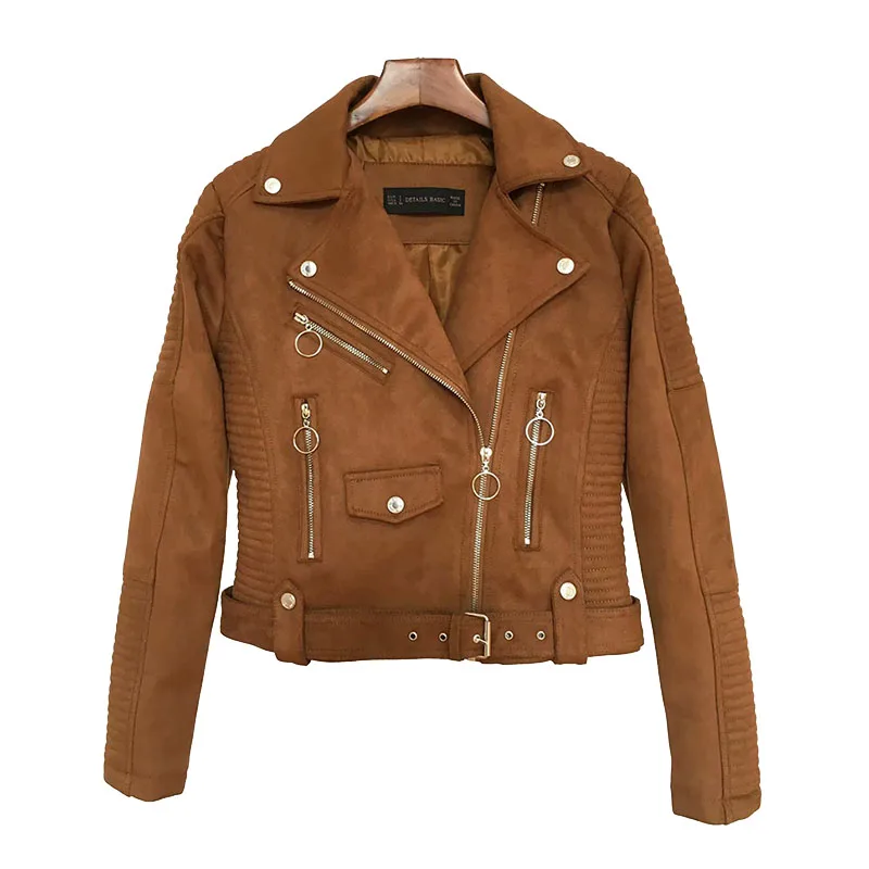 

Women's Motorcycle Jacket Flip Fur Autumn Winter Cool Punk Uniform coat European Chic Wild PU Leather Woman Bomber Jackets LS131