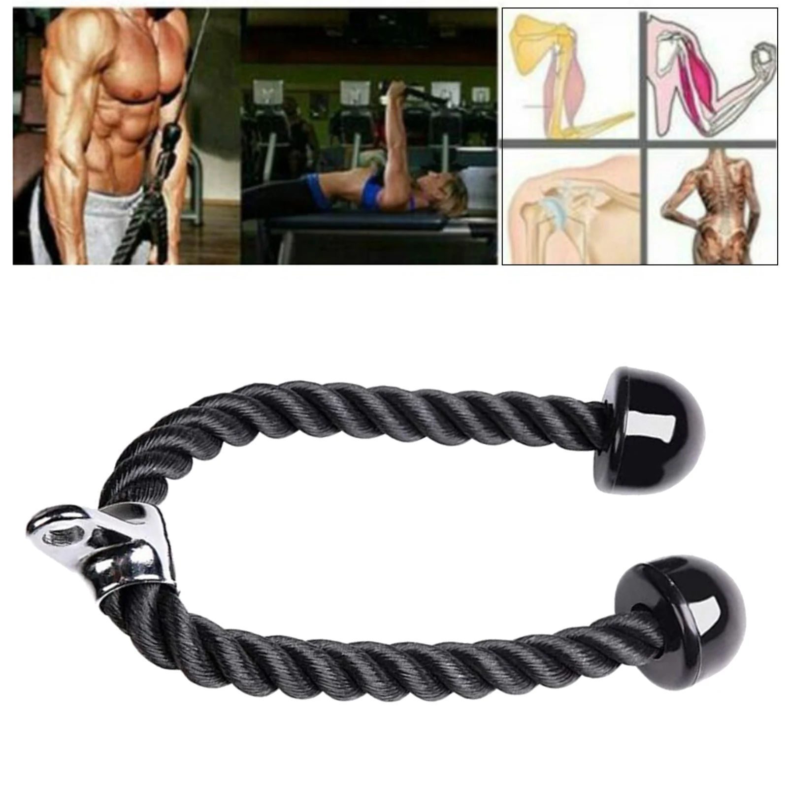 Fitness Home/Cable Gym LAT Triceps Rope Attachment Pull Down Extension Handle