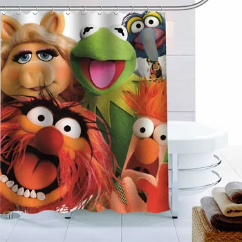 

ShunQian Muppets Cartoon Shower Curtain Polyester Fabric Bath Screens Curtains For Bathroom 3D Waterproof Bath Curtain Hook
