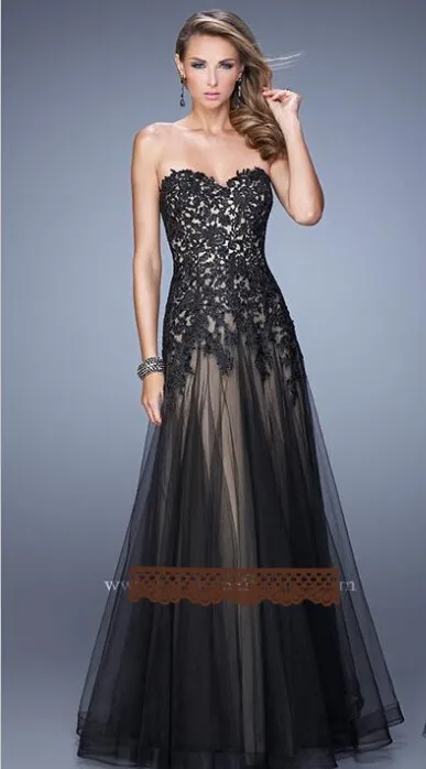 Вечерние платья vestidos новые горячие сексуальные милые А-образные длинные вечерние платья для выпускного вечера черные кружевные аппликации летние платья подружек невесты