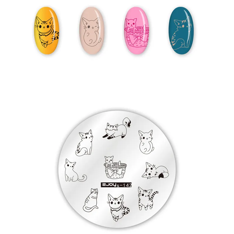 Round Nail Stamping Plates Flower Wind Chimes Animal Pattern Natural Plants Leaves Nail Art Stamp Templates Stencil Accessories