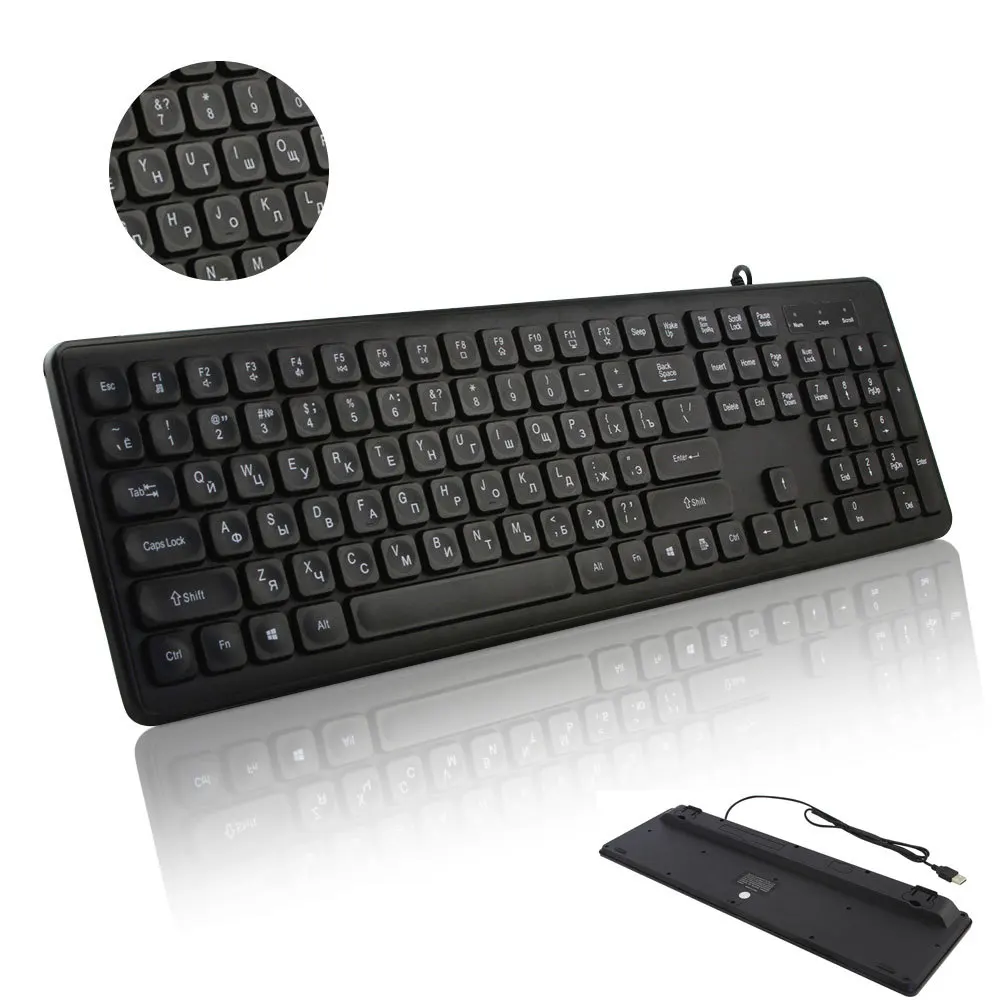 NEW USB Russian English Wired keyboard compatible with PC Laptops Netbooks 