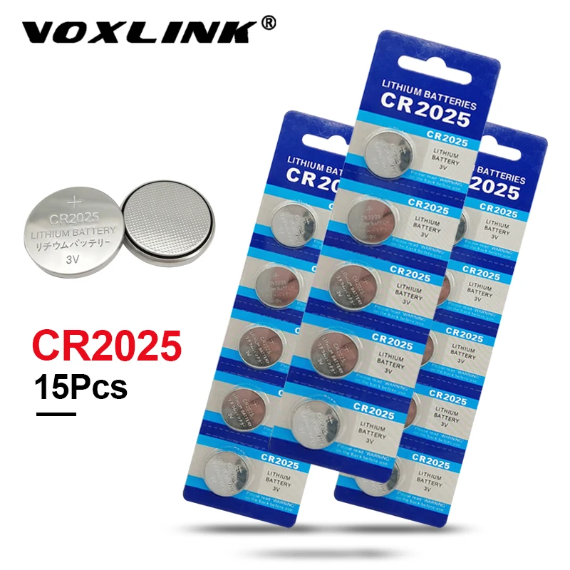

VOXLINK 15Pcs cr2025 original brand new battery 3v button cell coin batteries for Toys watch computer toy remote control cr2025