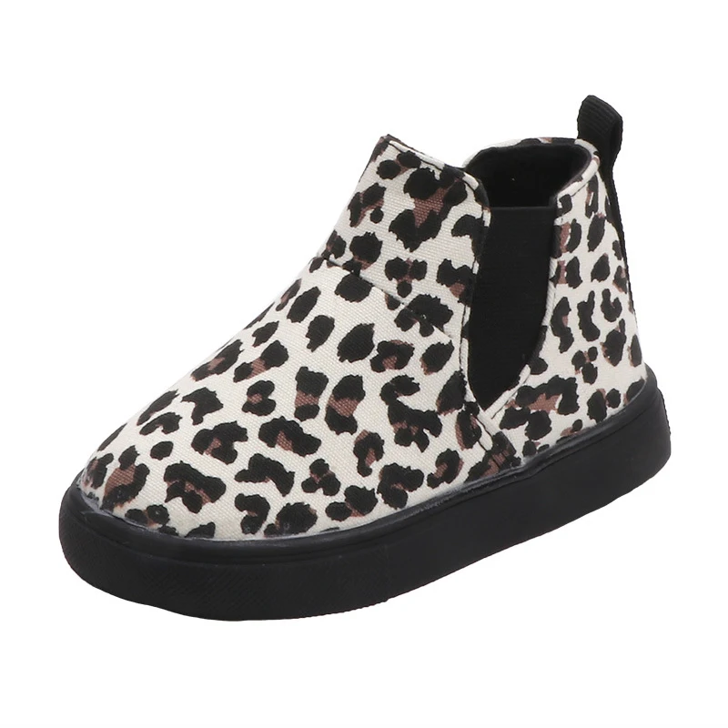 

New Kids Shoes Girls Leopard Canvas Plush Boots Children Shoes Boys Warm Shoes Toddler Cotton Flat Shoes Baby Girls Trainter