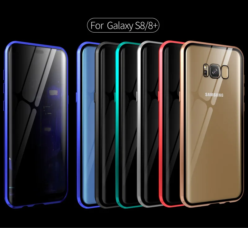 Магнитный чехол для samsung Galaxy S10 S9 S8 Plus, магнитный металлический двухсторонний чехол из закаленного стекла для samsung S10 Plus