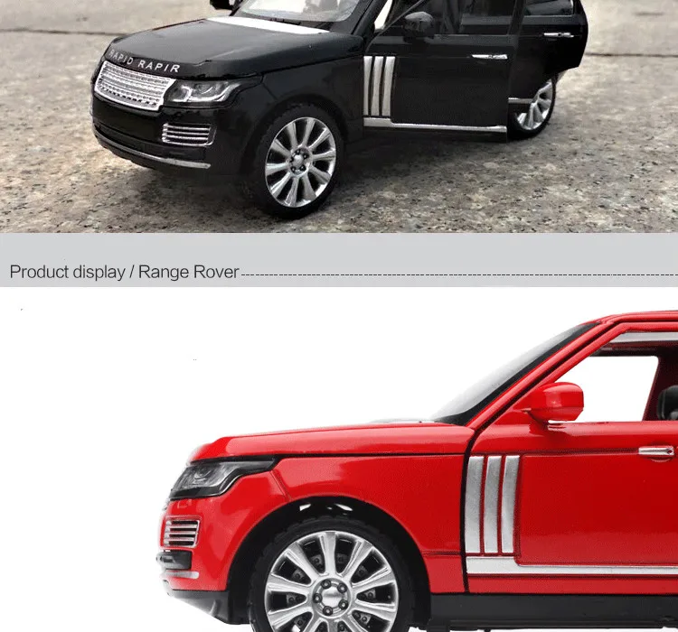 Diecast 1:24 Масштаб range rover модели автомобилей металлическая модель звук и светильник оттягивающийся внедорожник для детей 6 дверей можно открыть