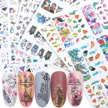 

84pcs Mixed Design Nail Sticker Set Jewelry Flower Animals Geometry Watermark Decals Tattoo Nail Art Slider Wraps JIBN1129-1212