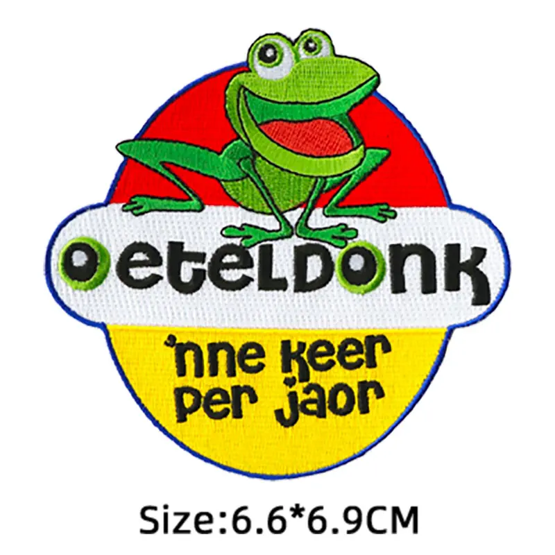 2021 Oeteldonk Emblem Frog Carnival for Netherland Emblems Full Embroidered Iron on Embroidery Patches for Clothing Applique F 