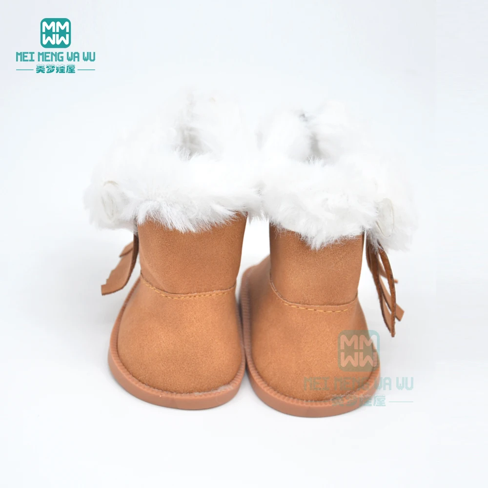 7.5*4.5cm Baby shoes for doll Thick woolen Boots fit 43 cm new born doll accessories and american for doll shoes doll accessories