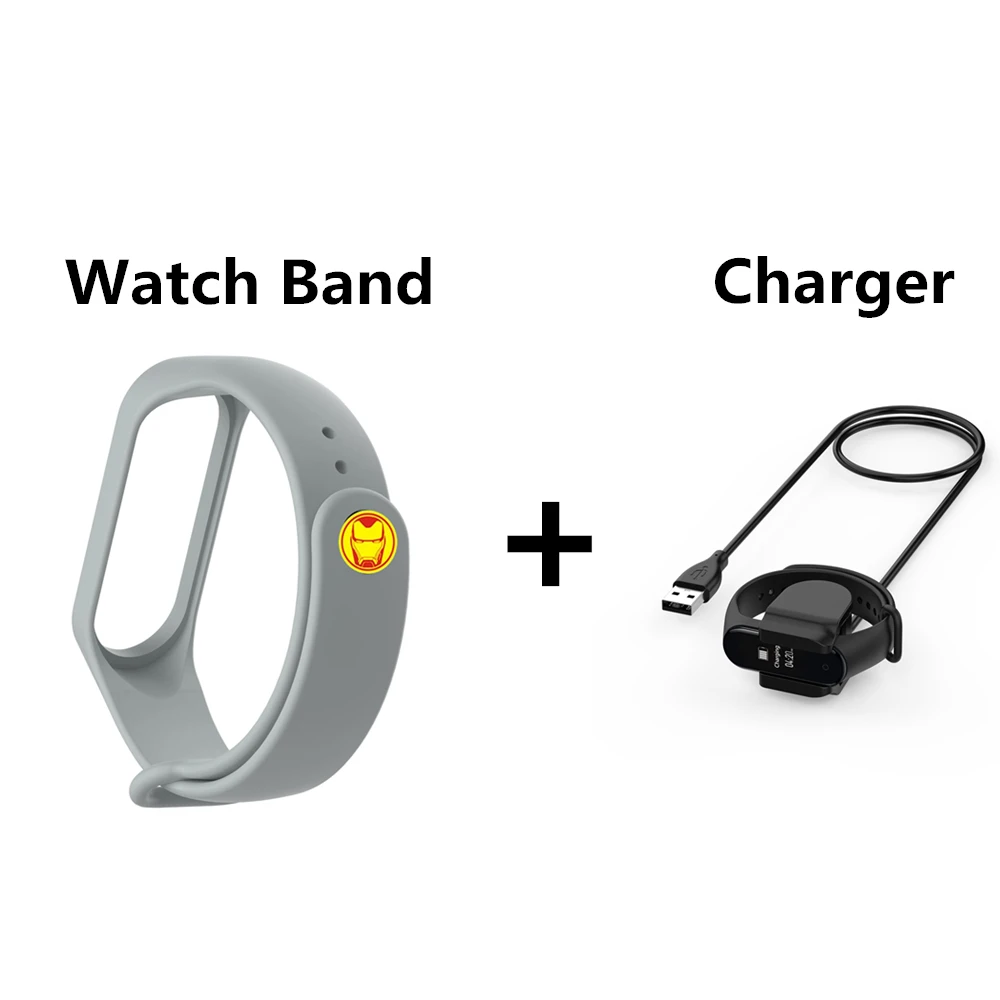 2в1 силиконовый спортивный ремешок+ 30 см USB для Xiaomi mi Band 4 3 Смарт-часы ремешок зарядное устройство кабель для передачи данных для mi Band 4 кабель питания - Цвет: Gray package