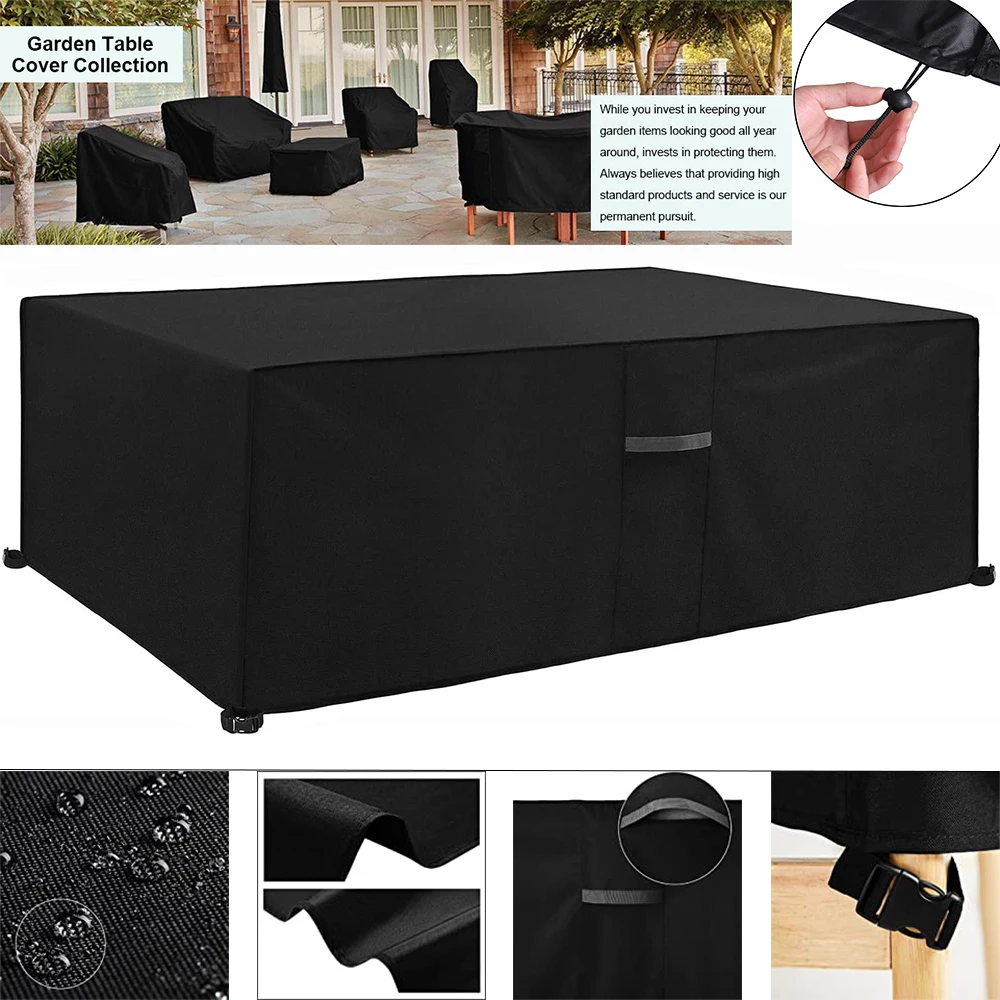 Rectangular Garden Furniture Covers 420D Oxford Waterproof Anti-UV Tear-Resistant Patio Table Chair Cover Dust Proof Sofa Set