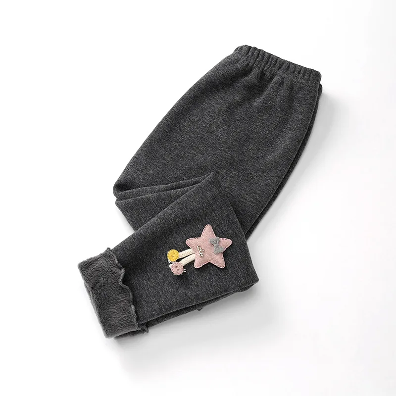 09 Kids Skinny Pencil Pants Girls Winter Cute Cartoon Bowknot Leggings Children Thick Warm Clothing Fall Bottoms Spring Trousers - Цвет: 09