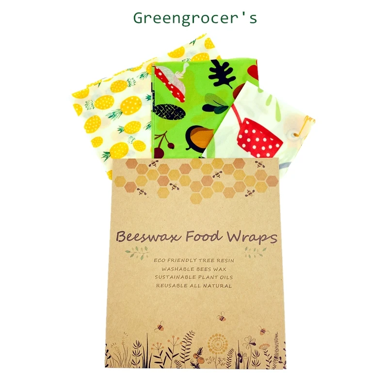 Zero Waste Reusable Food Wraps Sustainable Organic Beeswax Wrap Food Storage Eco Friendly Sandwich Bag bees wax Lid Cover wrap