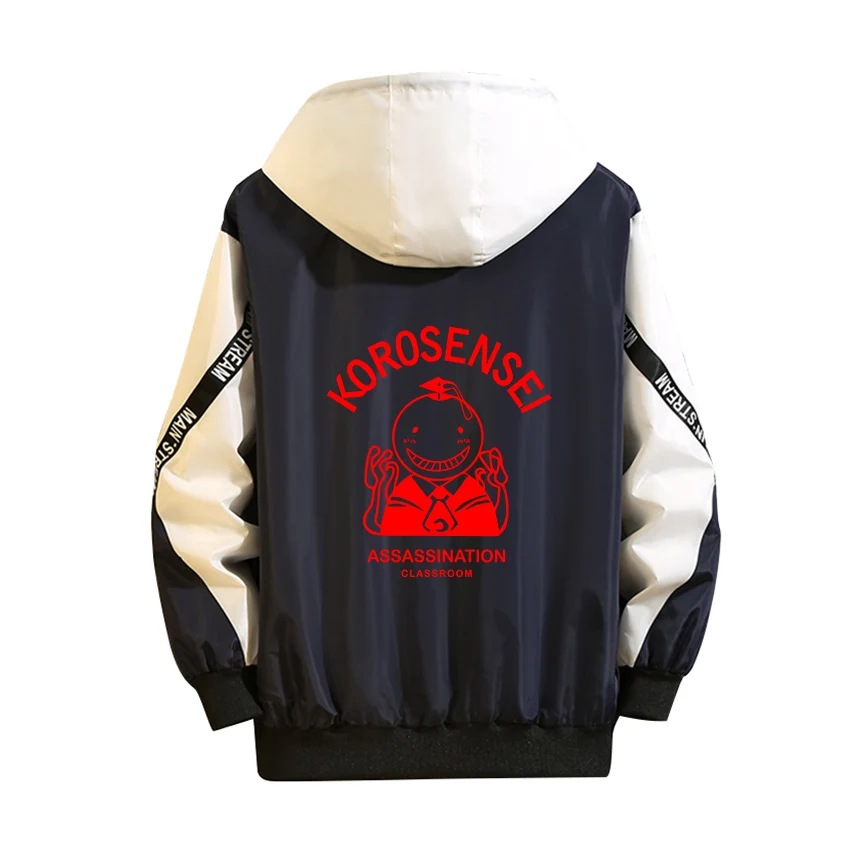 

Assassination Classroom Cosplay Hoodie Korosensei Luminous Print Zipper White Black Splicing Tops Sport Casual Coat Thin Jacket