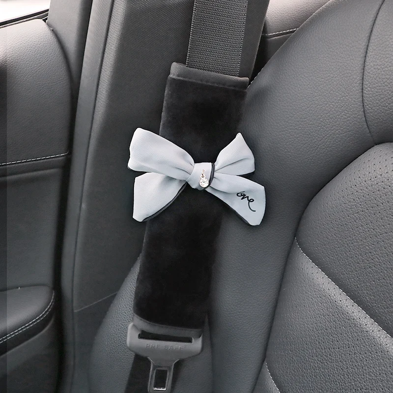 1pc Cute Bowknot Universal Car Safety Seat Belt Cover Soft Plush Shoulder  Pad Car Styling Seatbelts Protective Car Accessories