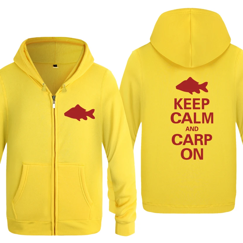 Keep Calm and Carp on Новинка Забавные толстовки мужские мужские флисовые кардиганы на молнии толстовки с капюшоном