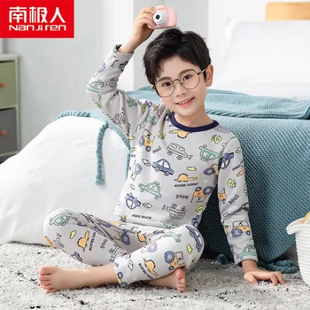 

nanjiren kid clothes children warm pajama suit set Velvet milk shreds warm baby suit casual comfortable breathable pajamas 2B
