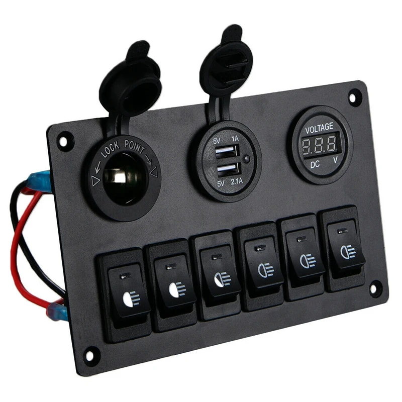 6 банды выключатель Панель украшенное мозаикой из драгоценных камней 12V-24V