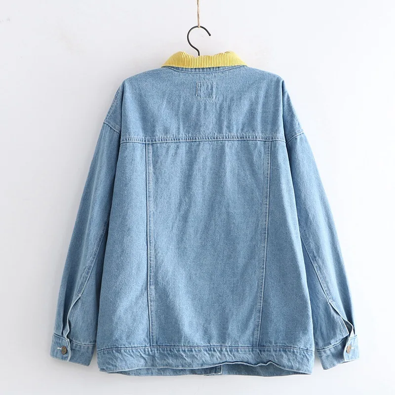 

Japanese-style College Style Strawberry Cake Embroidered Loose-Fit Mixed Colors Jeans Coat Blouses WOMEN'S Dress 88334