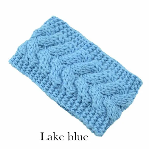Lake blue Зимняя теплая вязаная повязка на голову для женщин, шерстяная повязка на голову с вязаным узлом, тюрбан, повязка на голову для ушей, теплые повязки на голову, женские аксессуары для волос - Цвет: Lake blue