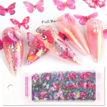 

10pcs Nail Art Transfer Foils Butterfly Design Nail Sticker Decals DIY Colorful Tips For Summer Adhesive Slider Decor Set NF1789