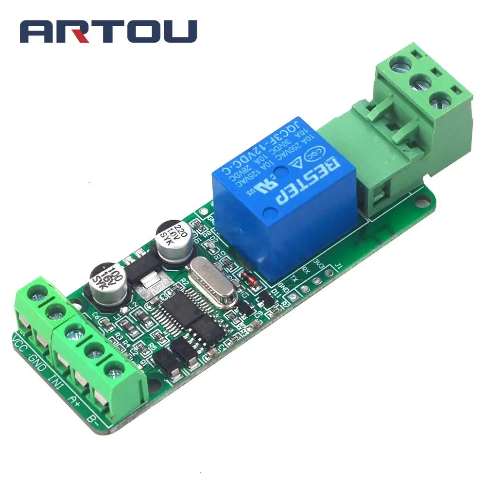 Modbus-Rtu 1/2/4 канала 12 В релейный модуль коммутатора Вход/Выход RS485/ttl Связь