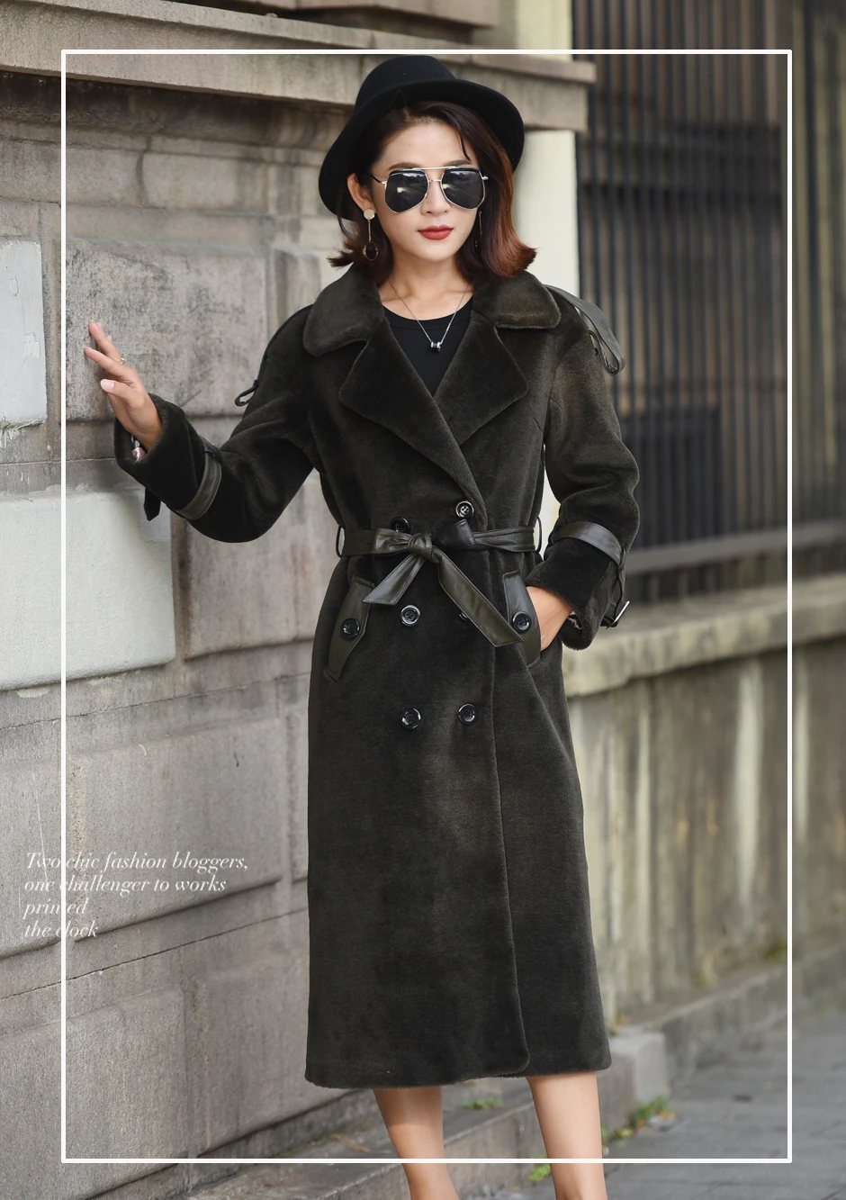 Dark green Пальто с натуральным мехом женская одежда Длинная зимняя куртка из овечьей шерсти меховые пальто и куртки для женщин Корейское манто Femme 88562 - Цвет: Dark green