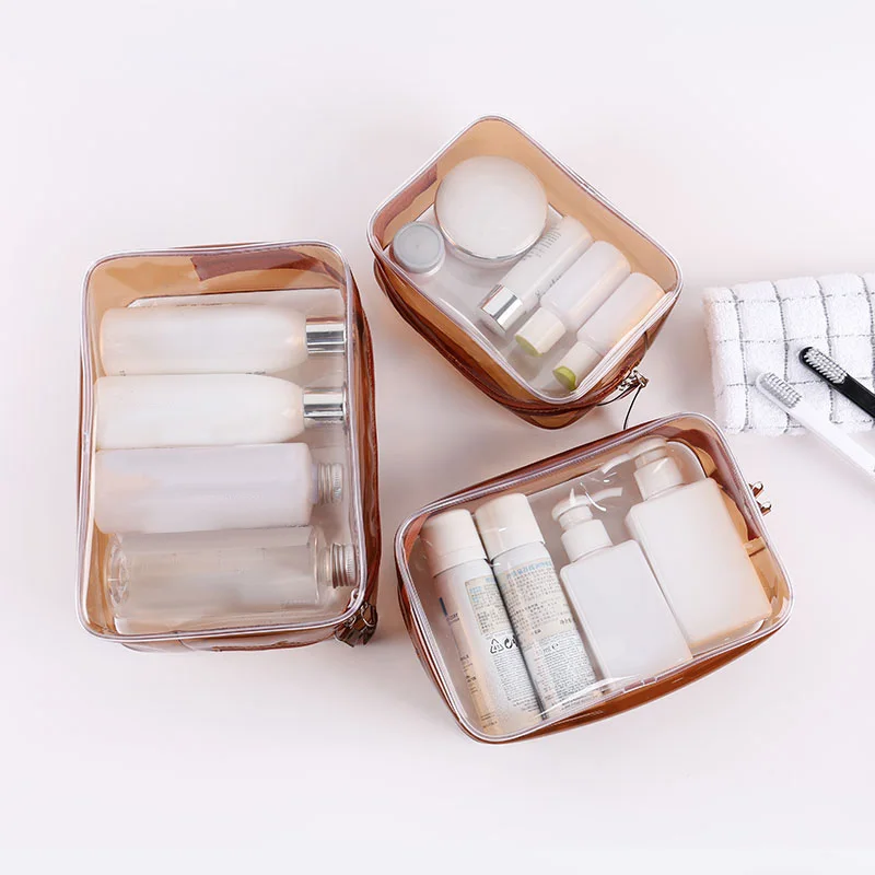 Travel Clear Makeup Bag Organizer Transparent Pvc Beautician Cosmetic Bags Beauty Toiletry Bag Make Up Pouch Wash Bags Coffee L/