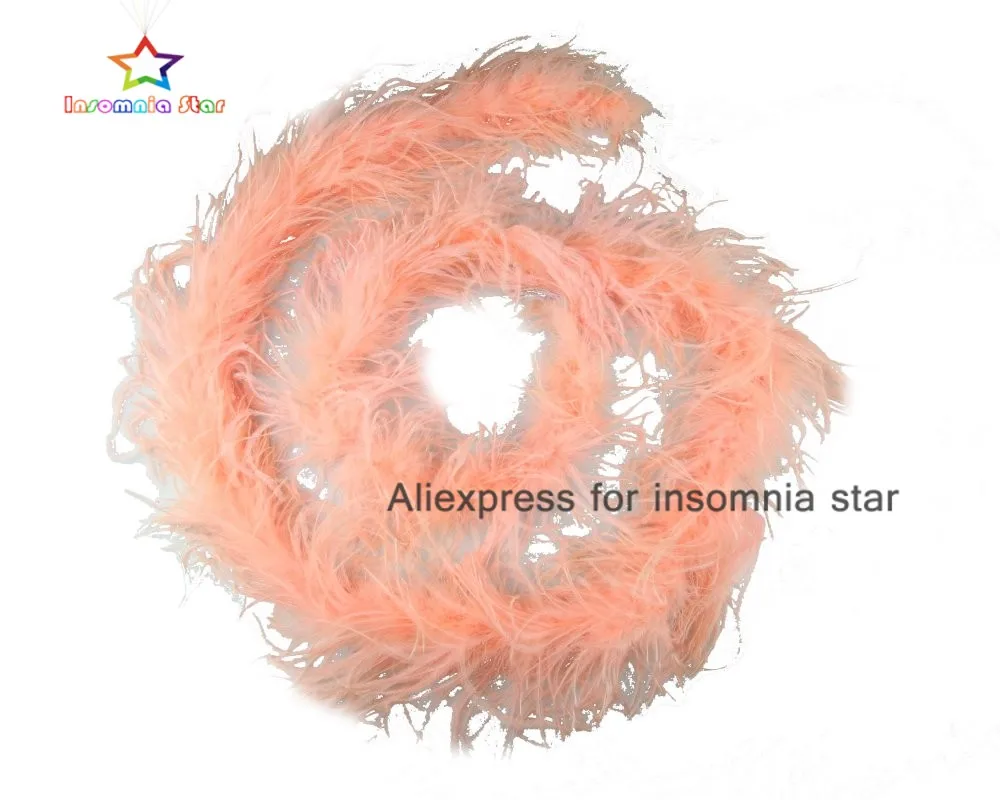 

New 2 Meters pink shell Ostrich Feathers Boa Fashion Feathers For Wedding Decoration Dance Performance craft feathers