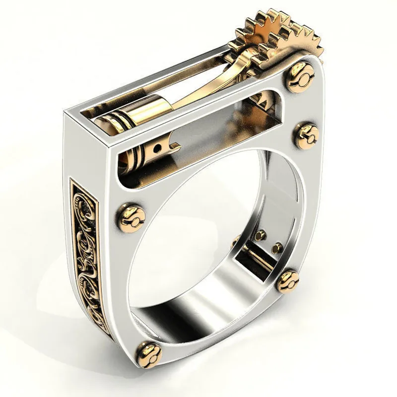 Панк механическое зубчатое колесо кольца для мужчин женщин мода золото серебряный цвет двухцветные кольца на пальцы фаланги современные ювелирные изделия Хип-хоп - Цвет основного камня: Ring T292