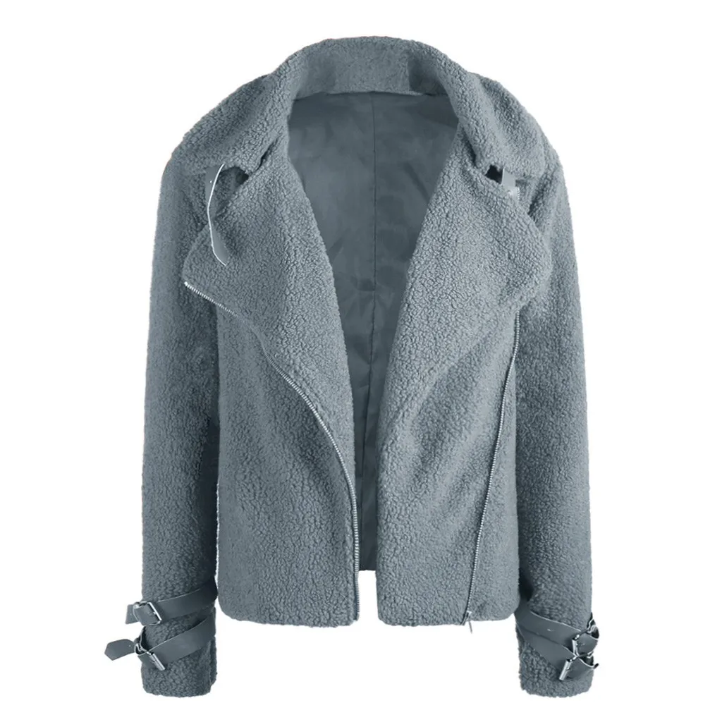 Jaycosin Fashion Women Casual Fleece Winter Warm Jacket Coat Stylish Long Sleeve Comfortable Soft Short Overcoat Outercoat 26#4