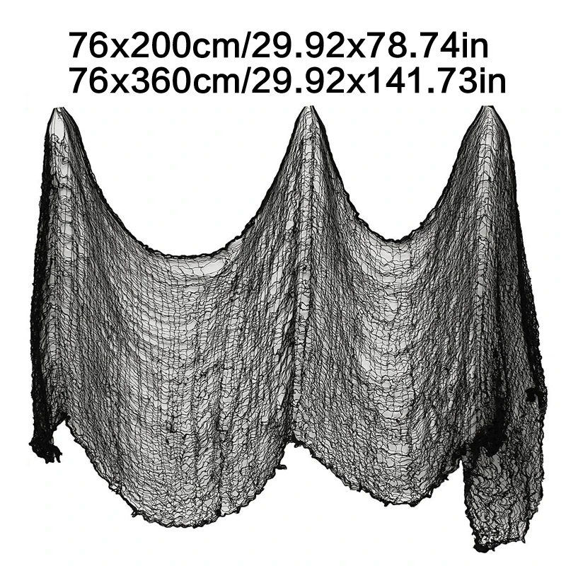 Хэллоуин декоративная сетка прозрачная марлевая основа рулон пряжи черно-белая атмосферная визуализация вечерние Декор