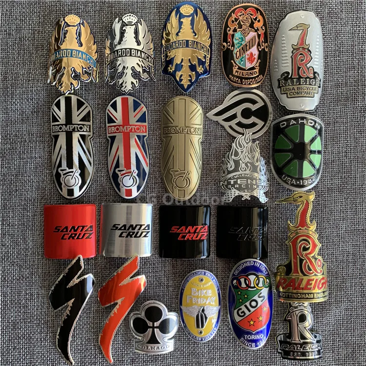 3 Pieces Random Bike Head Badge Aluminum Decals Stickers For MTB BMX Folding Bicycle Front Frame Sticker Cycling Accessories