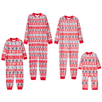 

PatPat Christmas Snowflake Onesies Family Pajamas Zip-up Allover Print Color Block Autumn and Winter Leisure Cotton