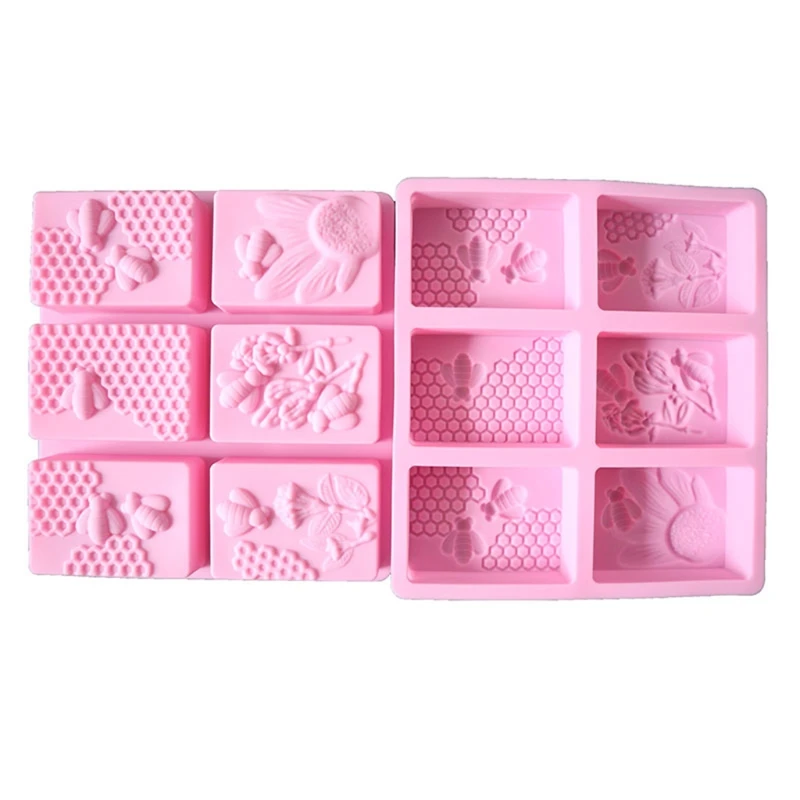 3D Bee Silicone Soap Molds, Rectangle Honeycomb Molds Beehive Cake Baking Mold for Homemade Craft